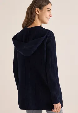 Cardigan à Capuche Cecil Pour Femme - Tricot Côtelé, Sans Fermeture, Coupe Décontractée