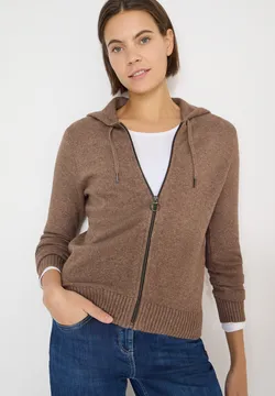 Cardigan Femme Côtelé En Fil à Plumes - Col Rond, Boutonnage, Manches Longues, Confortable Et Doux