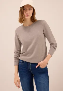 Cecil Damen Chenille-Pullover – Weicher Feinstrick Mit U-Boot-Ausschnitt & Melange-Look, Perfekt Für Gemütliche Tage