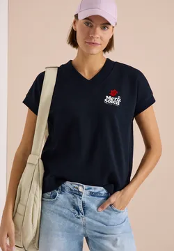 Cecil Sweatshirt met tekst en tunnelkoord aan de hals