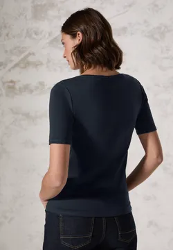 Cecil Damen Kapuzenshirt Mit Burn-Out Jacquard - Lässiges T-Shirt Mit Kapuze, Verlängertem Rücken & Seitenschlitzen