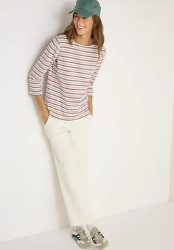 Haut Manches 3/4 Rayé Bleu Basic Editions - Taille 1X (plus Size) - Neuf Avec étiquettes