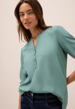 Cecil Damen Tunika Jacquard – Sommerbluse Mit Geschlitztem Ausschnitt & 3/4-Ärmeln, Modal-Polyester