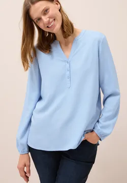 CECIL Damen Tunika Bluse – Jacquard-Stoff, Mit Geschlitztem Ausschnitt & Bändern, 3/4-Ärmel, Aus Modal-Polyester – Leicht & Luftig, Perfekt Für Den Sommer