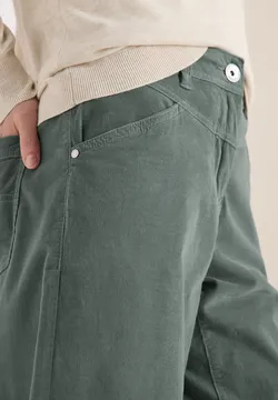 Bigassets Dames Elastische taille Katoen Corduroy broek Broek met wijde pijpen Style 1 Caramel
