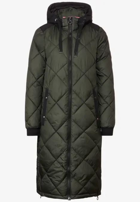 Manteau avec matelassage en losange verdant green