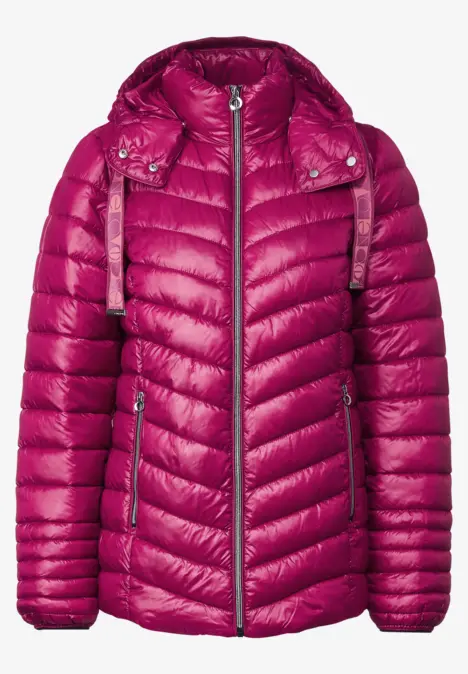 Veste matelassée courte à capuche peony red