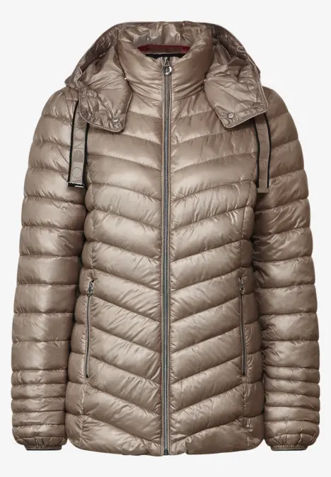 Veste matelassée courte à capuche light iced gold