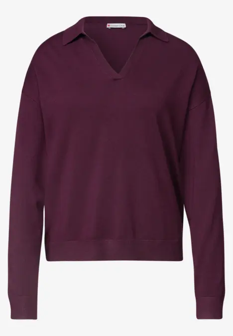 Pull violet à col V en maille, manches longues