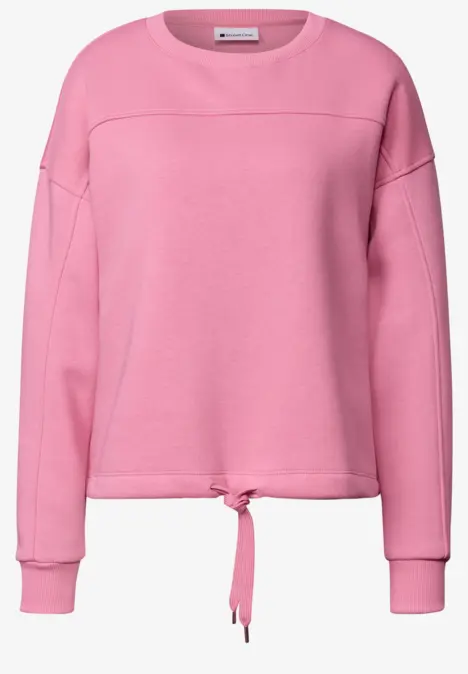 Rosa Sweatshirt mit Rundhalsausschnitt, langen Ärmeln und Kordelzug am Saum.