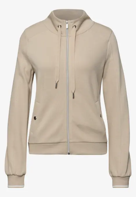 Beige, leichte Kapuzenjacke mit Reißverschluss und Kordelzug