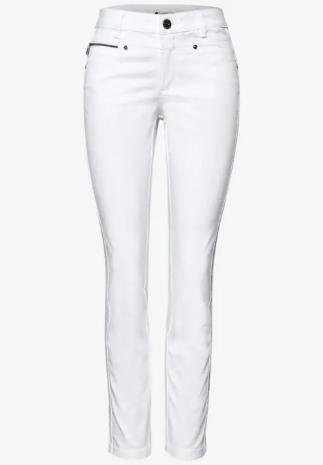 Schlichte weiße Jeanshose mit schmalem Bein und hohem Bund