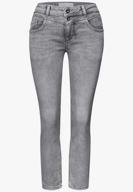 Grijze enkellange jeans met smalle pasvorm en lage taille