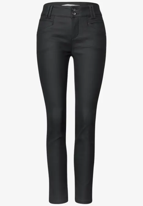 Schwarze Damenhose mit geradem Schnitt und Gürtelschlaufen vorne