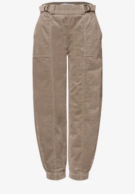 Beige Cargo-Hose mit Gummibund und elastischen Bündchen.