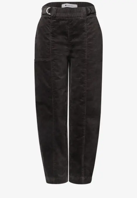 Pantalon noir droit avec ceinture et poches latérales