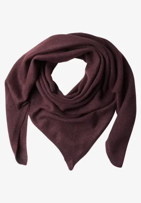 Fijn gebreide driehoekige sjaal in effen kleur rustic rouge mel.