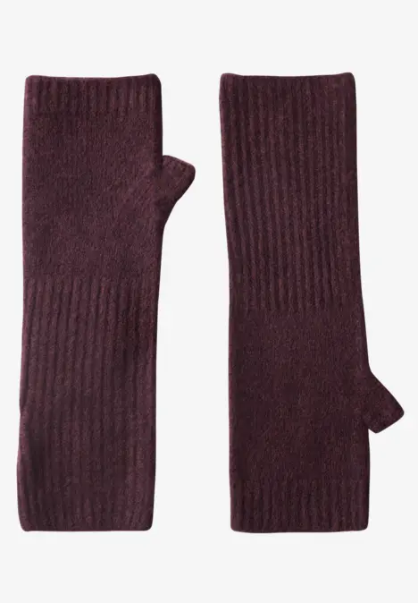 Fijn gebreide armwarmers in effen kleur rustic rouge mel.