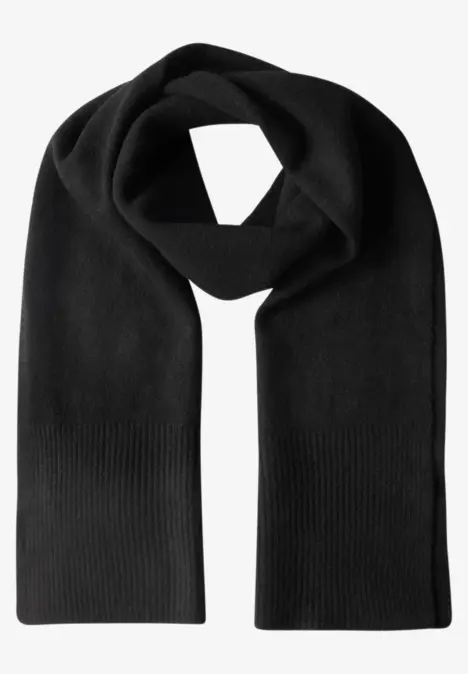 Lange, fijngebreide sjaal in effen kleur Black