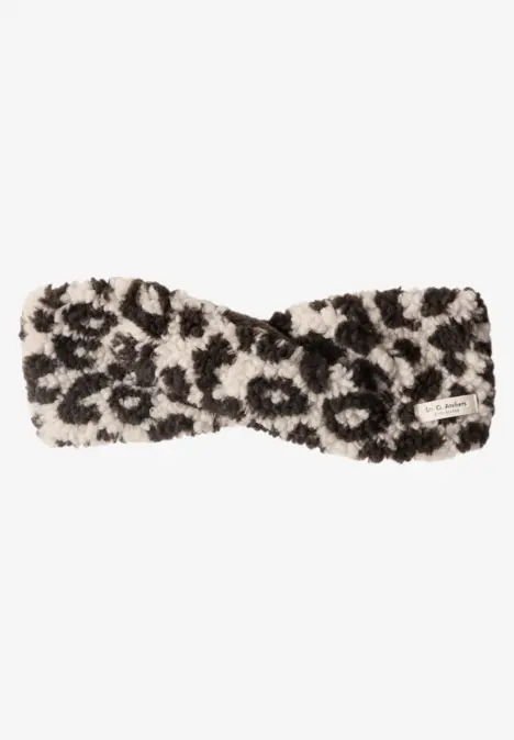 Teddy-hoofdband met luipaardprint auburn brown