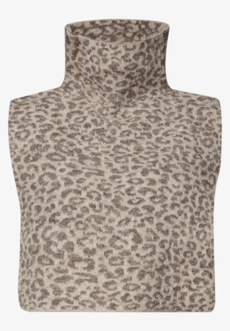 Jacquard kraag met luipaardprint barley beige mel.