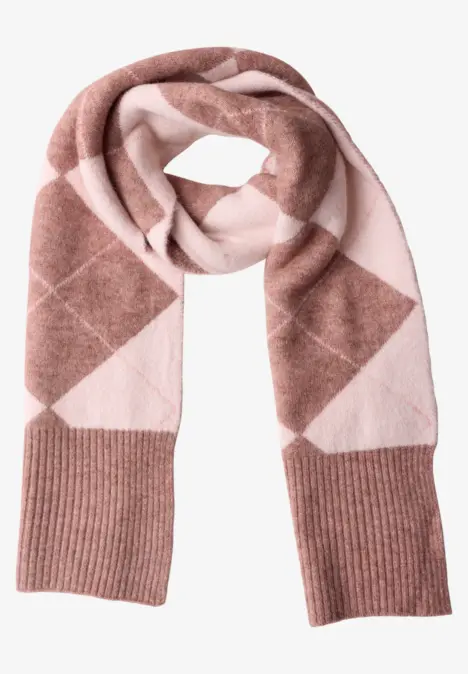 Lange sjaal met argyle-patroon vintage blush mel.