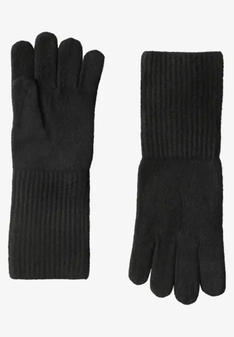 Fijngebreide handschoenen in effen kleuren Black