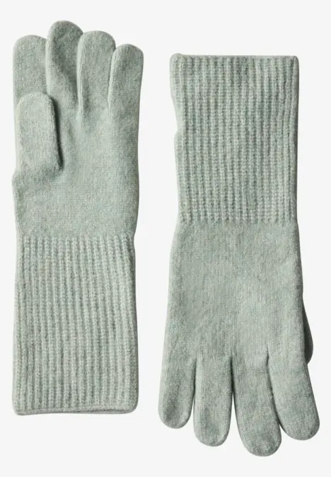 Fijngebreide handschoenen eucalyptus green mel.