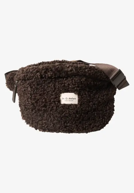 Teddy-schoudertas in effen kleur auburn brown