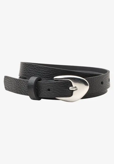 Smalle riem met decoratieve gesp Black