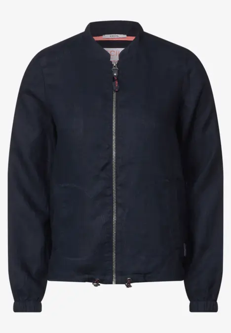 Leinen Blouson mit Zipper deep blue