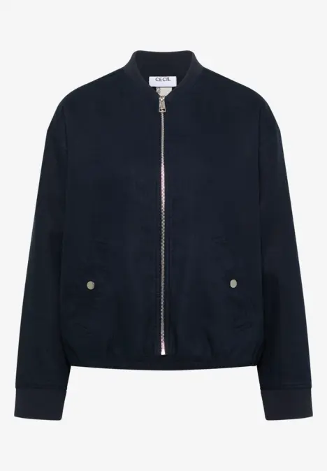 Schwarze Bomberjacke mit Reißverschluss, seitlichen Taschen und elastischen Bündchen