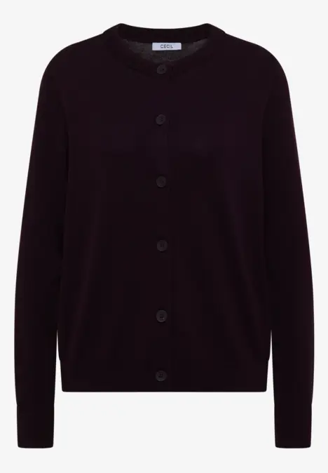 Kurze, schwarze Strickjacke mit Knopfleiste und Rundhalsausschnitt.