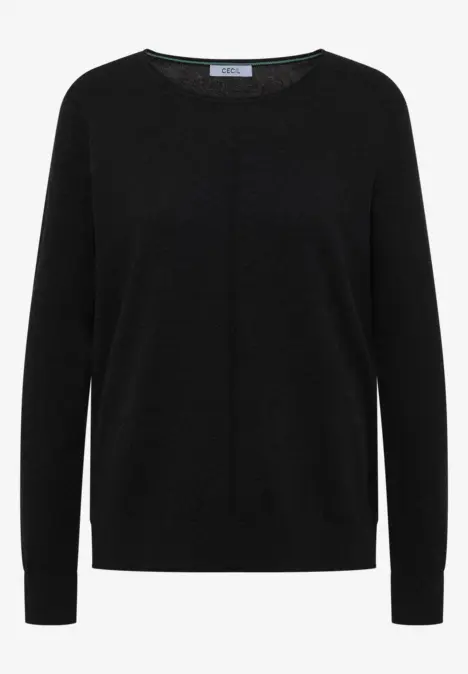 Schwarzer Pullover mit Rundhalsausschnitt und langen Ärmeln