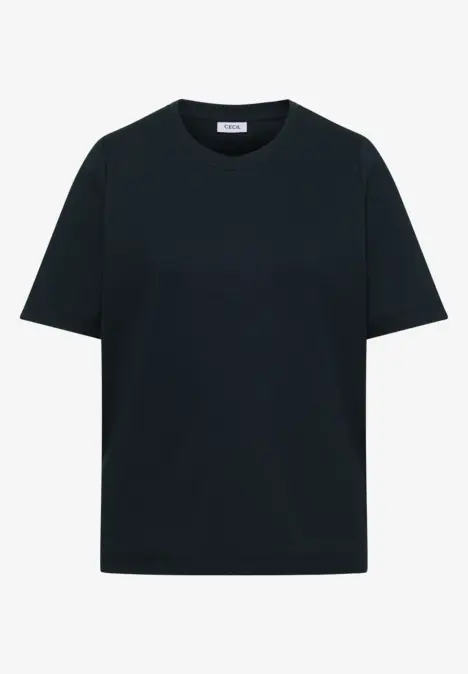 Schlichtes schwarzes T-Shirt mit kurzen Ärmeln und Rundhalsausschnitt