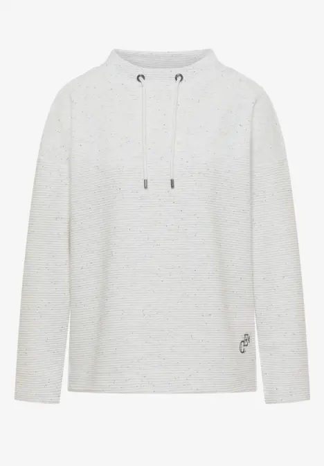 Heller Kapuzenpullover in zartem Graumelange mit verstellbarem Kordelzug und unifarbenem Design
