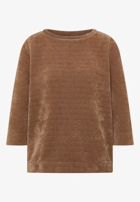 Brauner Langarm-Pullover mit Rundhalsausschnitt