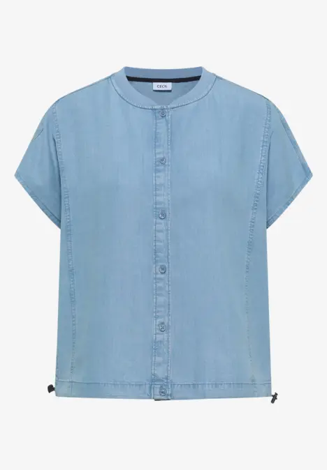 Leichte Jeansbluse mit kurzen Ärmeln und Knopfleiste.