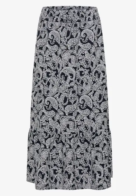 Maxirock mit schwarz-weißem Paisley-Muster