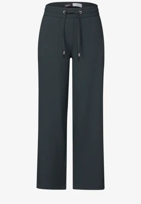 Dunkelgraue Hose mit weitem Bein und Kordelzug.