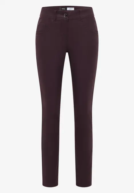 Broek in lederlook eggplant red