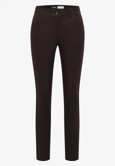 Broek in lederlook tartufo brown