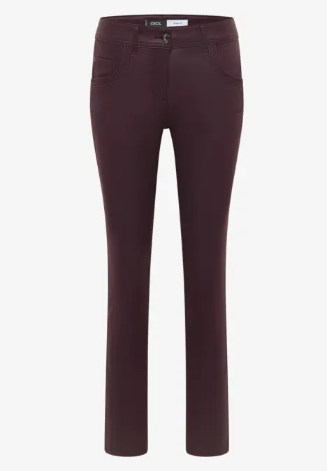 Broek in lederlook eggplant red
