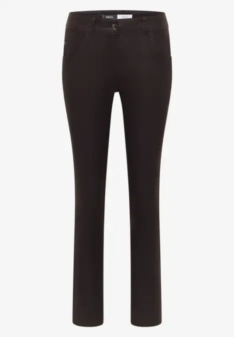 Broek in lederlook tartufo brown
