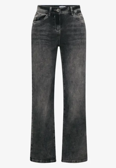 Schwarze Jeans mit geradem Bein und mittlerer Waschung.