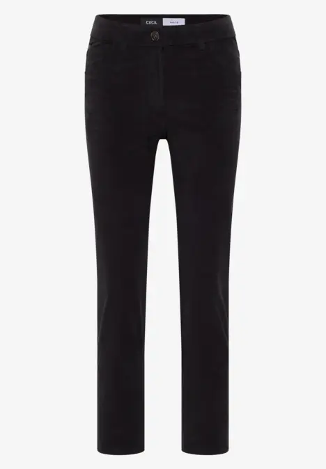 Schwarze Cordhose mit geradem Schnitt und Taschen