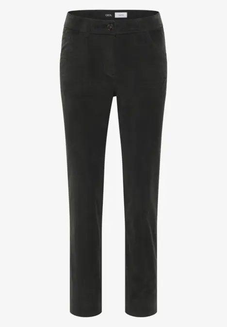 Schwarze Cordhose mit geradem Schnitt und aufgesetzten Taschen