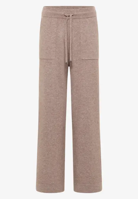 Bequeme braune Jogginghose mit weitem Bein und Kordelzug.