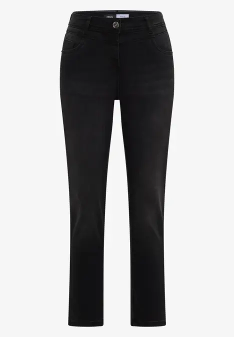 Schwarze, gerade geschnittene Jeanshose mit klassischem Design.