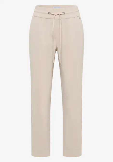 Beige Jogginghose mit Tunnelzugbund und geradem Schnitt.